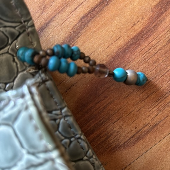 Crock Patent Leather Gem stone hand made clutch lined w/pocket - Picture 7 of 9